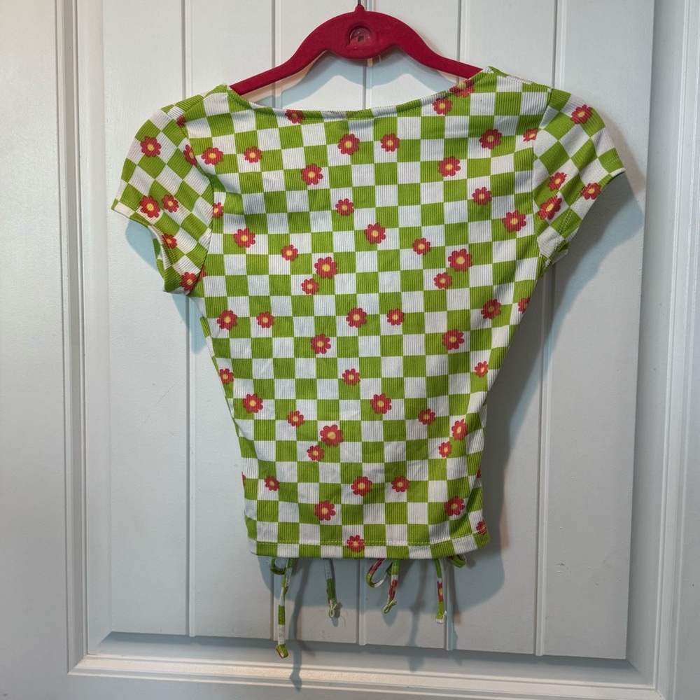 Rue21 Green and White Wrap Blouse - Picture 4 of 5